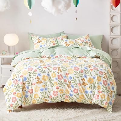 Floral Deer Girls Bedding Set (5-Piece)